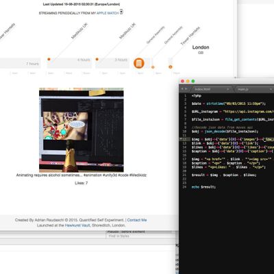 IAM46 dashboard with Apple Watch streaming, location tracking, and code