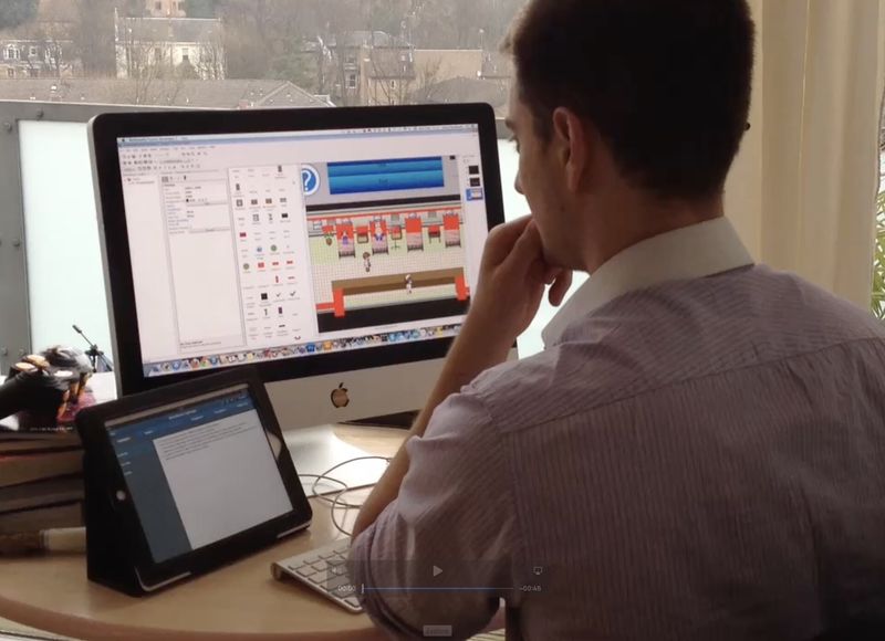 Working on Ward Round adventure game at my computer, 2013